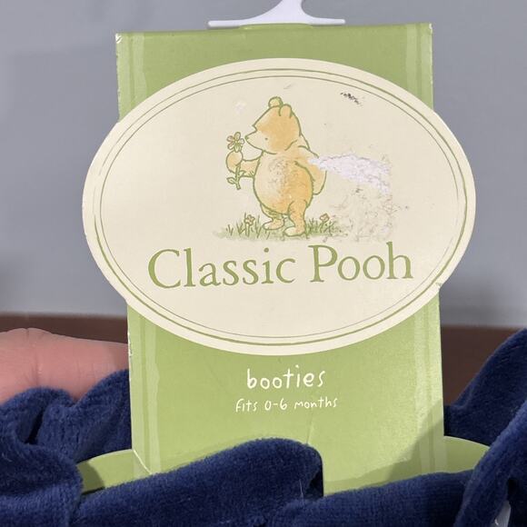 Classic Pooh Disney Winnie The Pooh Navy Blue Baby Booties - Picture 5 of 7